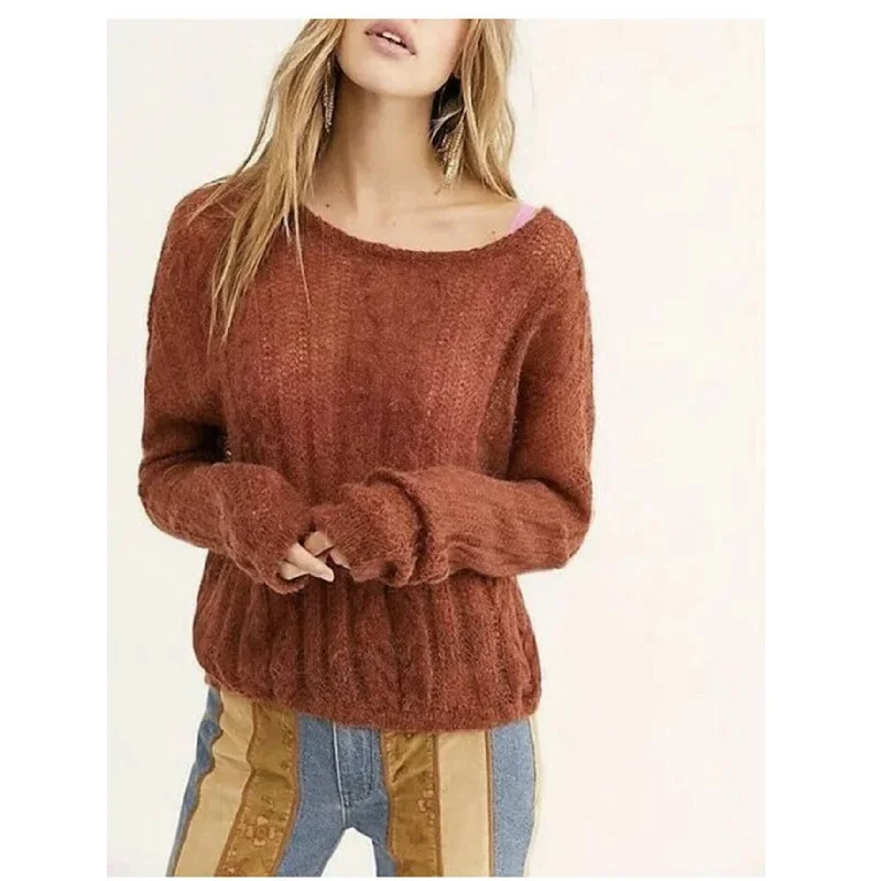 Free People Womens Angel Pullover Sweater, Brown, Small Dynamic Women's High - energy