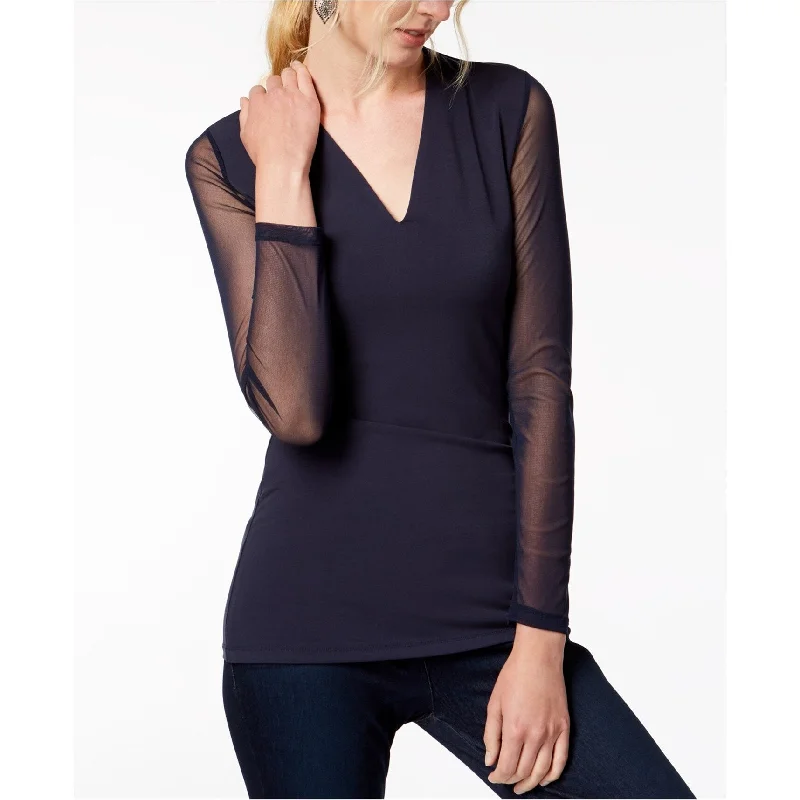 I-N-C Womens Illusion Knit Blouse Trendy Women's Oversized