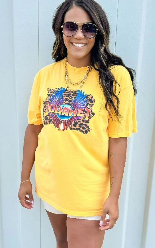 Leopard Band Tee Garment Dyed Graphic T-shirt Elegant Women's 