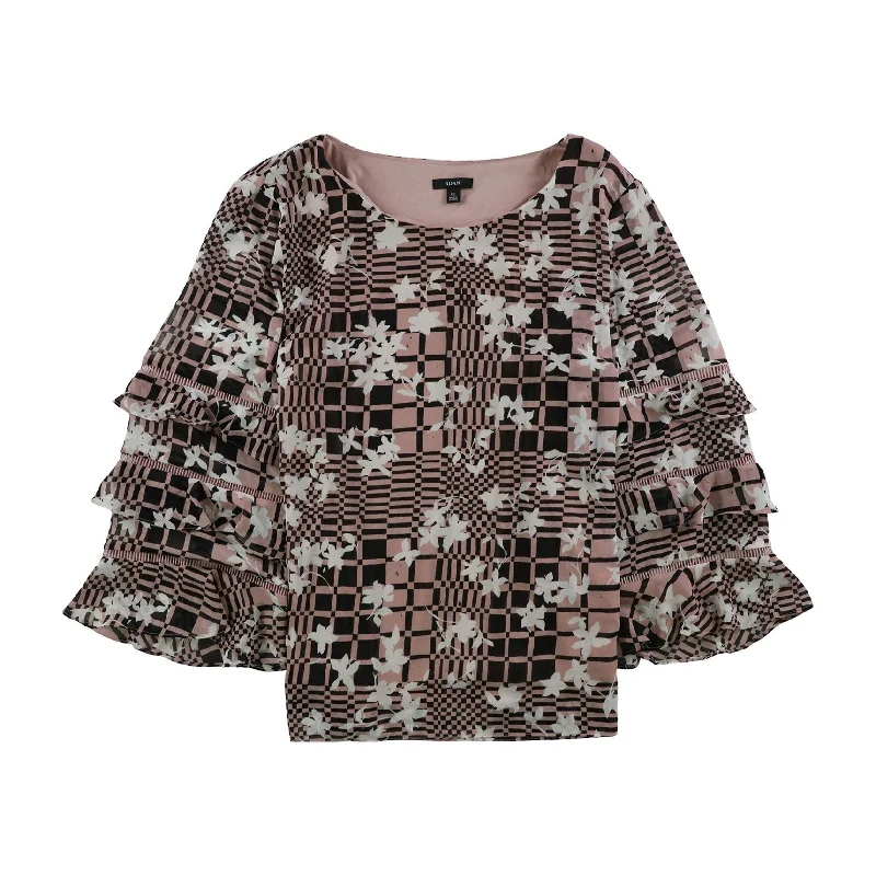 Alfani Womens Abstract Print Ruffled Blouse performance