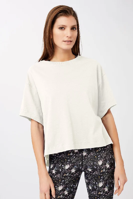 Boxy Tee (White), GOTS Cool Women's Distressed