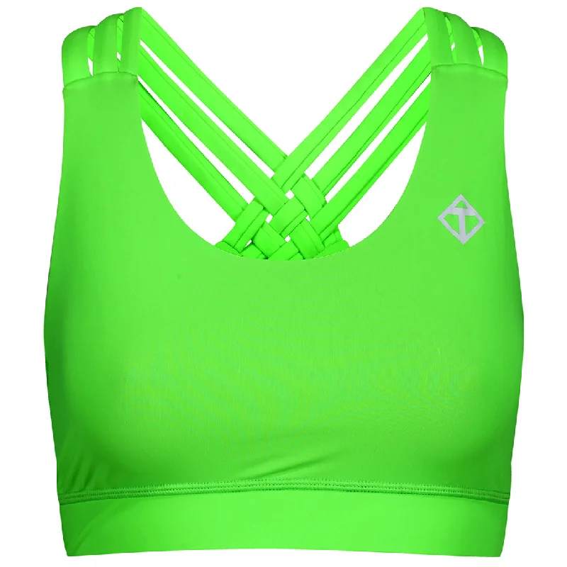 Neon Lime Cross Back Bra Luxurious Women's High -  end