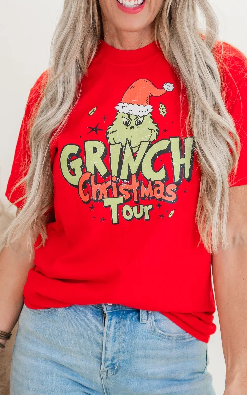 Grinch Christmas Tour Garment Dyed Graphic T-shirt** Bohemian Women's Free