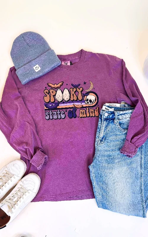 Spooky State of Mind Garment Dyed Long Sleeve Graphic Top - FINAL SALE Cool Women's Skate