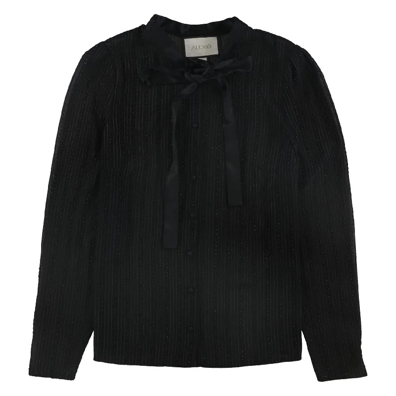 Alexis Womens Taissa Button Down Blouse, Black, Large Sleek Women's 