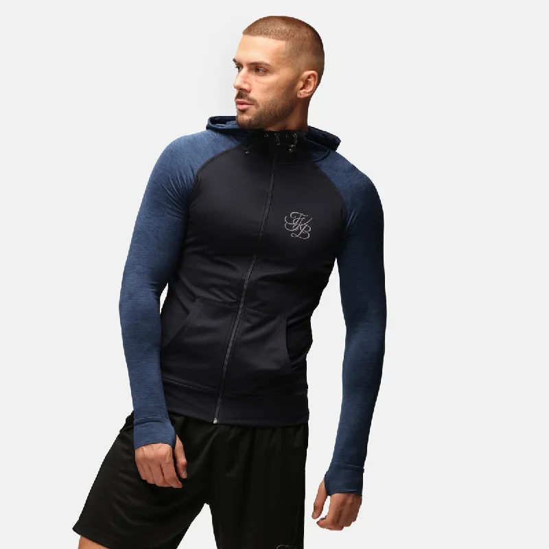 TKB Man Navy Melange Zipped Hoodie Cashmere