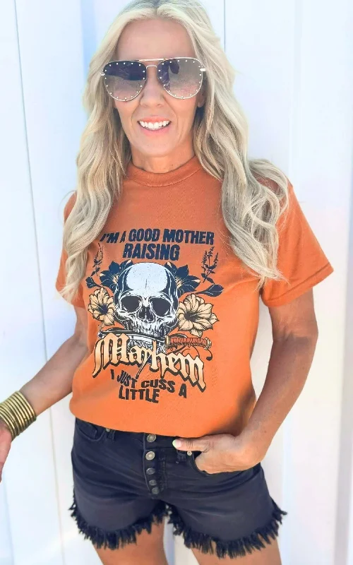 Good Mother Raising Mayhem Graphic T-shirt - Final Sale Unique Women's Upcycled