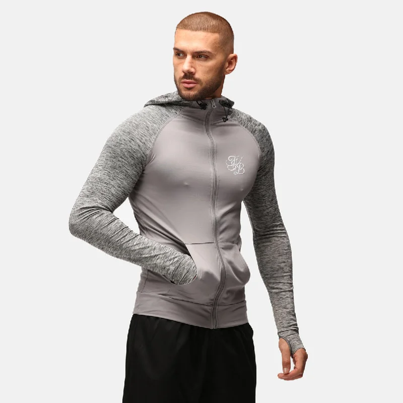 TKB Man Grey Melange Zipped Hoodie Confident Women's High - fashion