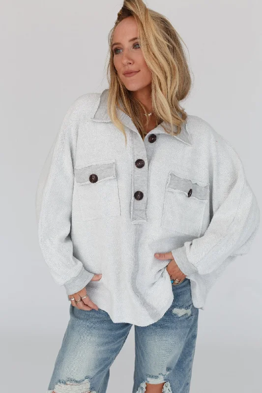 Jodi Textured Knit Top - Heather Gray Tough Women's Military - inspired