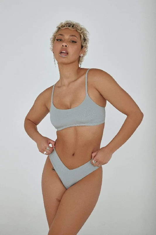 The Hills Top - Ribbed Light Grey Sporty Women's Tennis