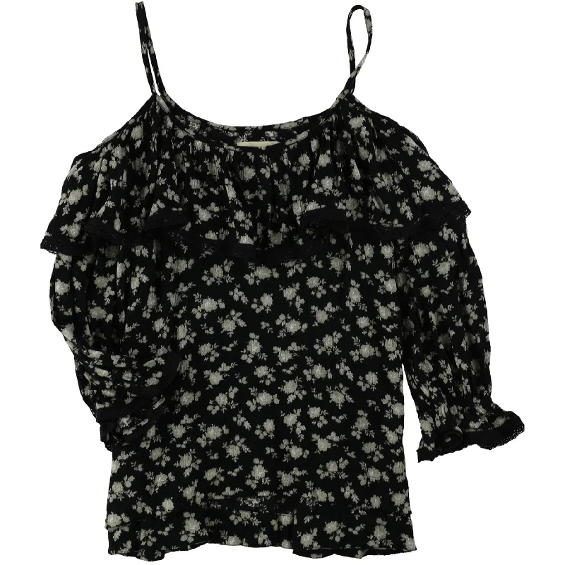 Ralph Lauren Womens Ruflled Crepe Ruffled Blouse, Black, Small Refined Women's Hand - crafted