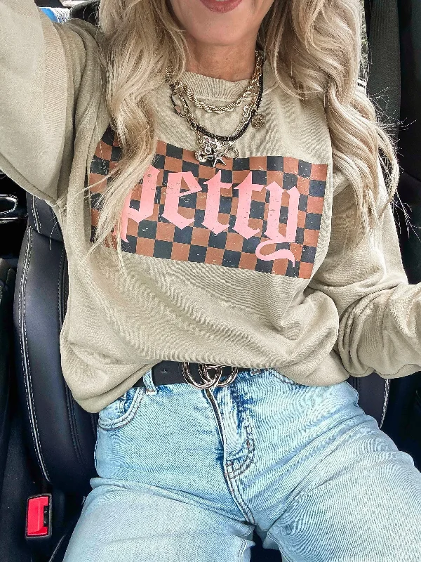 Oh Yeah Im Petty Pigment Dyed Graphic Sweatshirt Athletic Women's 