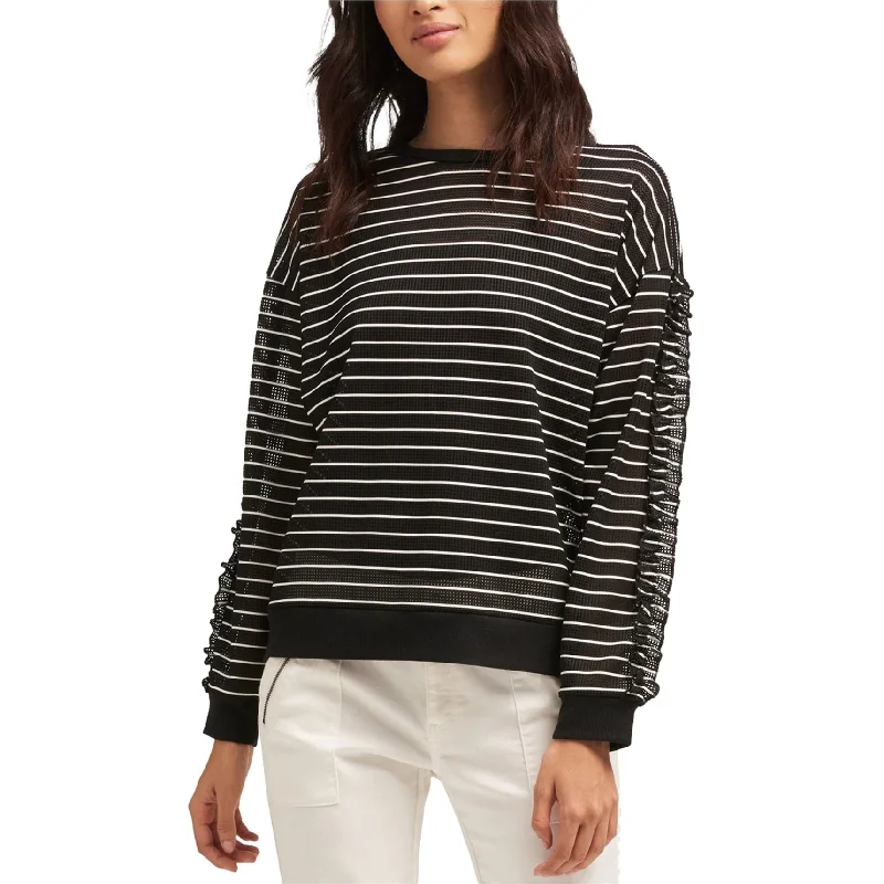 DKNY Womens Striped Pullover Blouse, Black, X-Large Streetwear Style for 