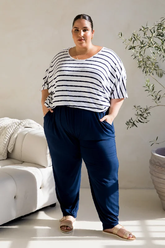 Nice Top | Navy/White Stripe Hip Women's Retro