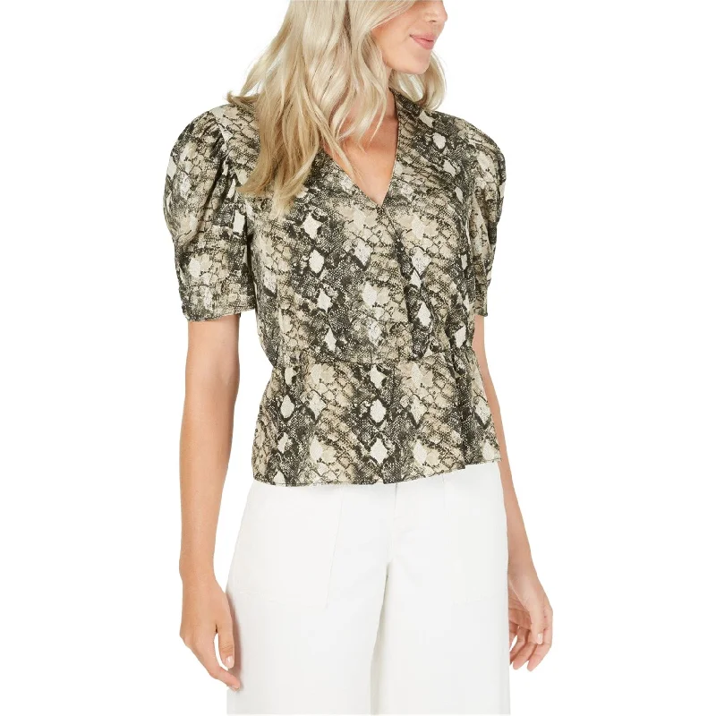 Leyden Womens Snake Print Pullover Blouse, Beige, Large Trendy Women's Oversized