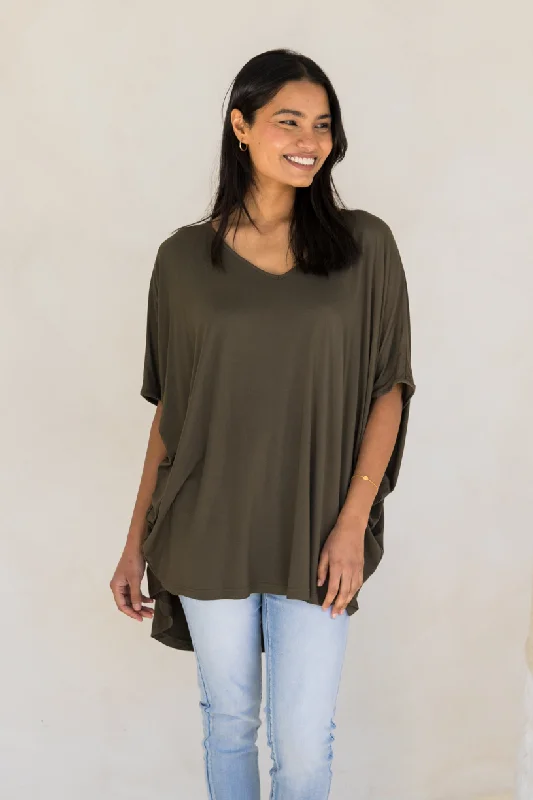 Hi Low Miracle Top | Moss Green Hip Women's Retro