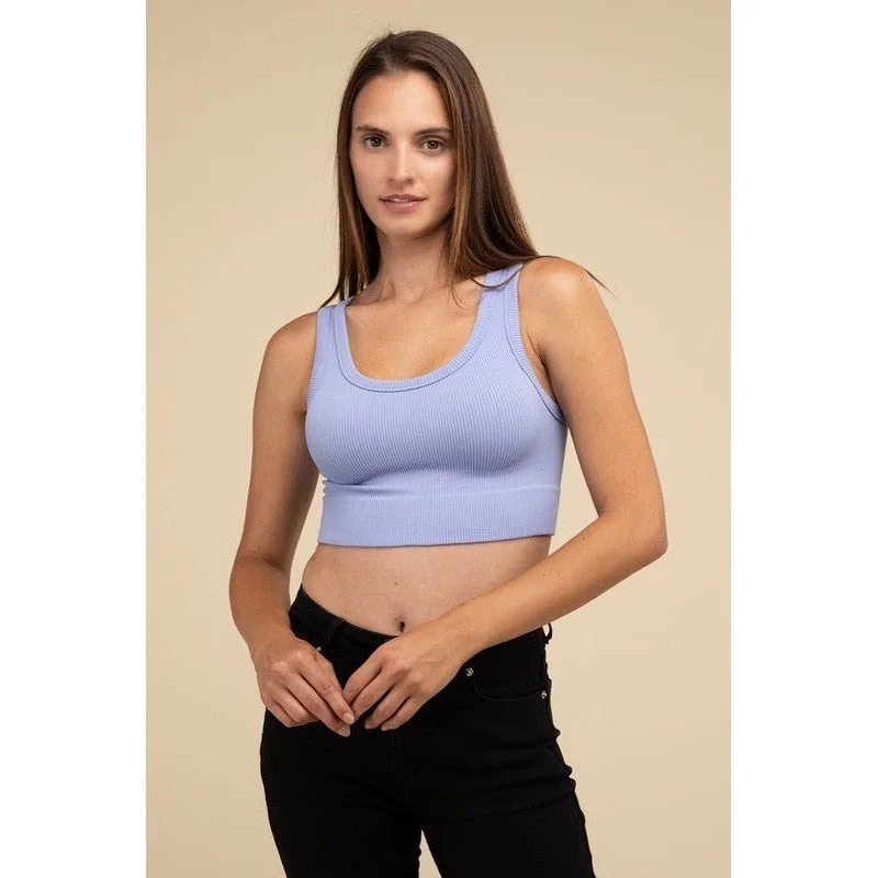 Ribbed Seamless Crop Top Streetwear Style for 