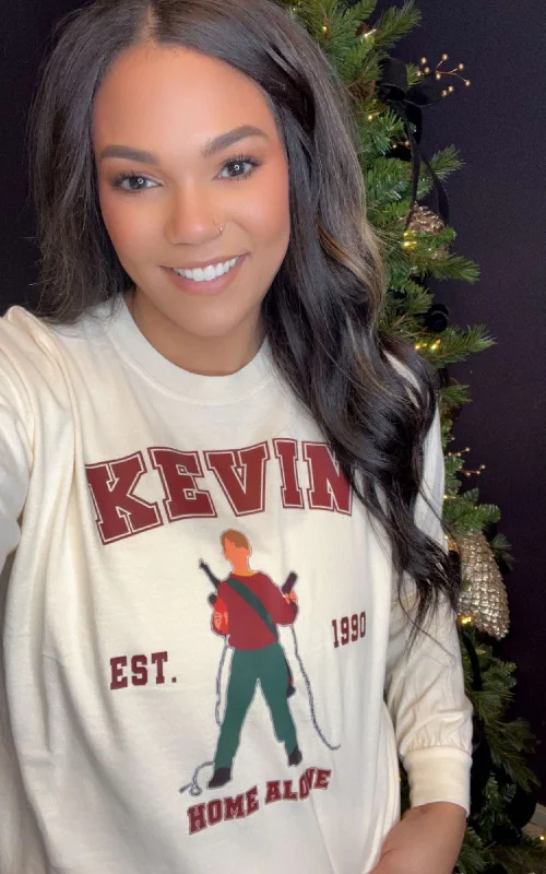 Kevin's Home Alone Garment Dyed Long Sleeve Graphic Top Stylish Women's Tropical 