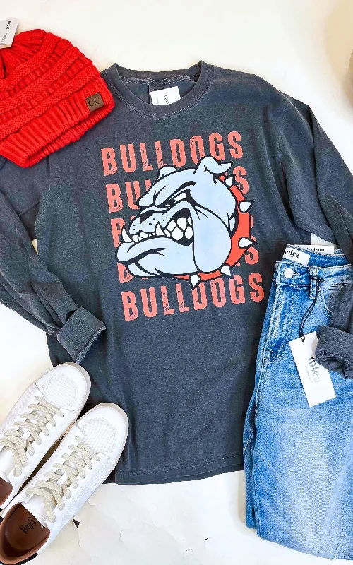 Bulldogs Garment Dyed Long Sleeve Graphic Top Vacation