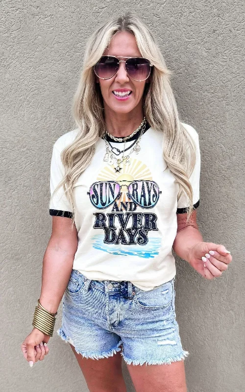 Sun Rays and River Days Ringer Graphic T-shirt Gym