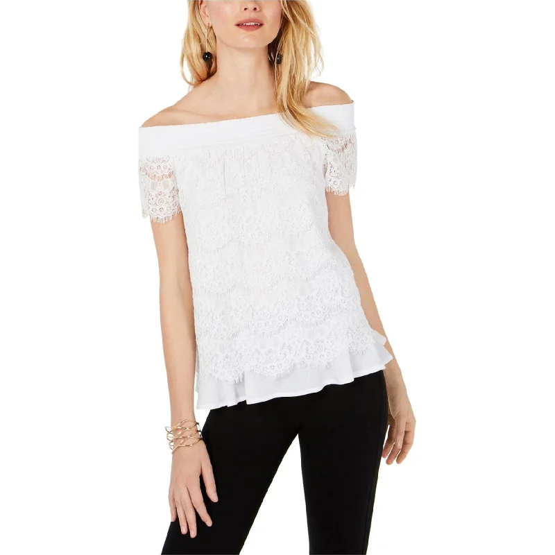 I-N-C Womens Lace Pullover Blouse French