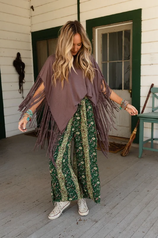 The Nest Showstopper Fringe Top - Mocha Preppy Women's College