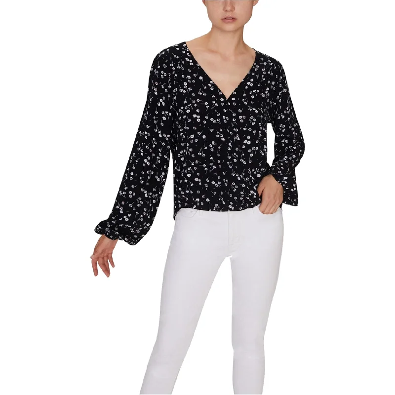 Sanctuary Clothing Womens Floral Pullover Blouse, Black, Medium Polished Women's Silk