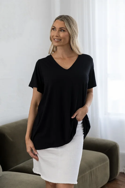 T-Shirt Top | Black Trendy Women's 