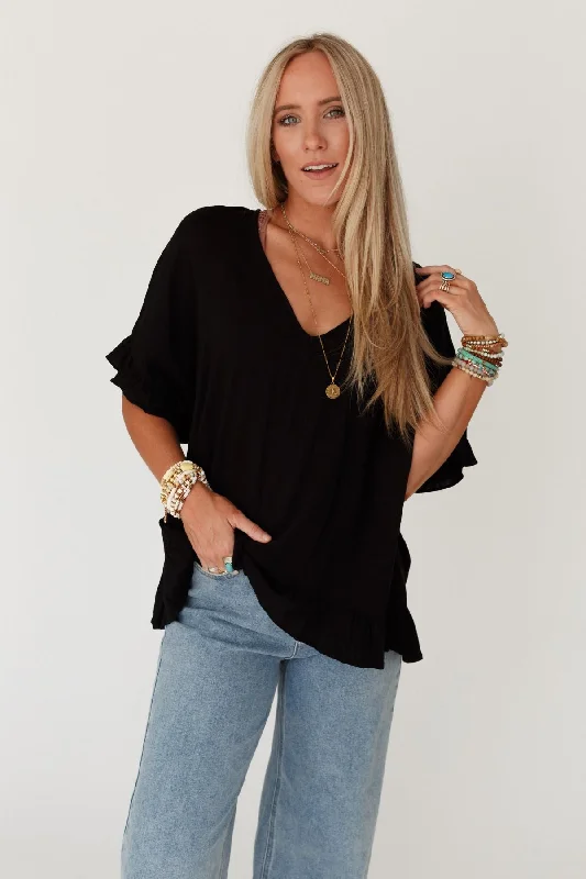 The Nest Let Me Be Ruffled Top - Black Artistic Women's Avant - 