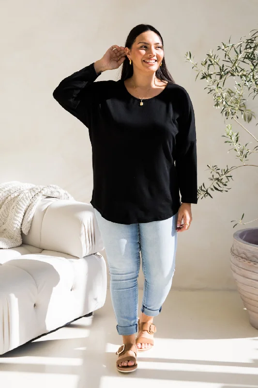 Long Sleeve Destiny Lounge Top | Black | FINAL SALE Laid - back Women's Style