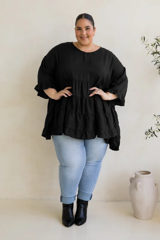 Sofia Top | Black Tencel Stylish Women's Neon