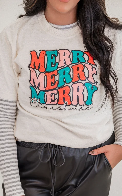 Merry Merry Merry Christmas Graphic T-shirt Cashmere