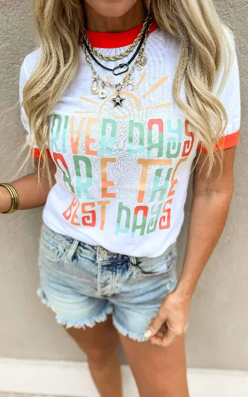 River Days are the Best Days Ringer Graphic T-shirt Sharp Women's Italian