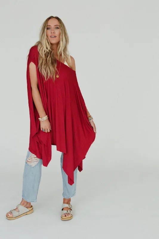 The Wren Tunic - Cranberry Red Sleek Women's 