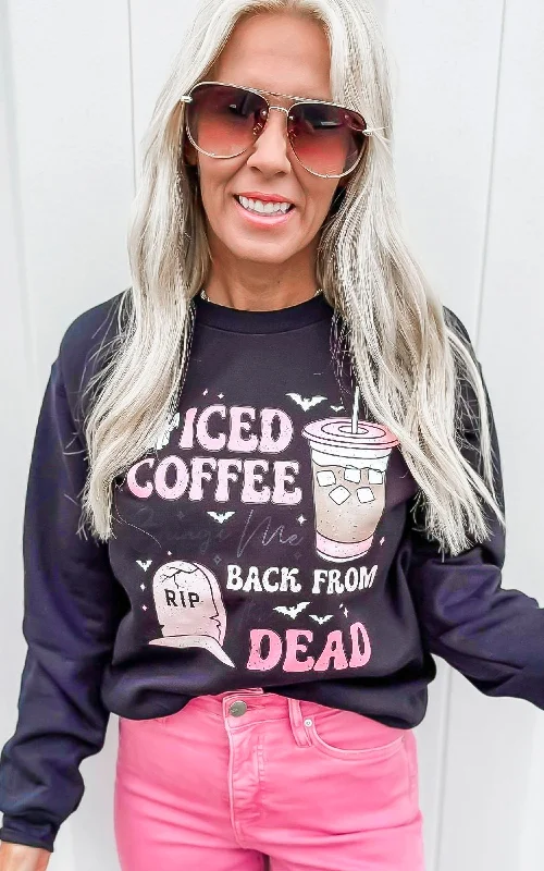 Iced Coffee Brings Me to Life Graphic Crewneck Sweatshirt - Final Sale Hip Women's Urban