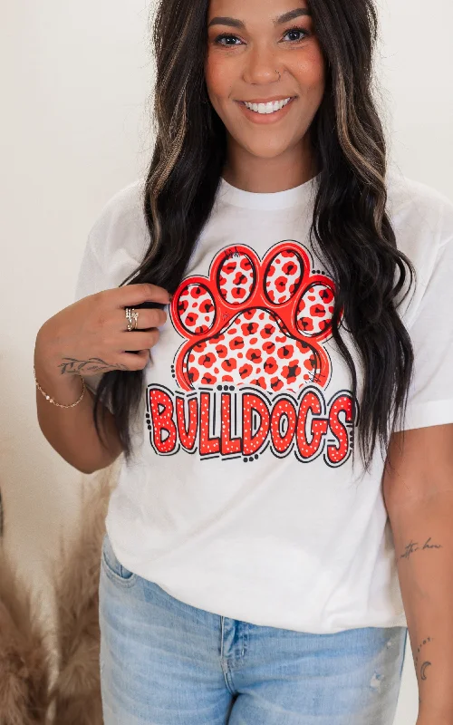 Bulldogs Paw Print Graphic T-shirt Practical Women's Quick - dry