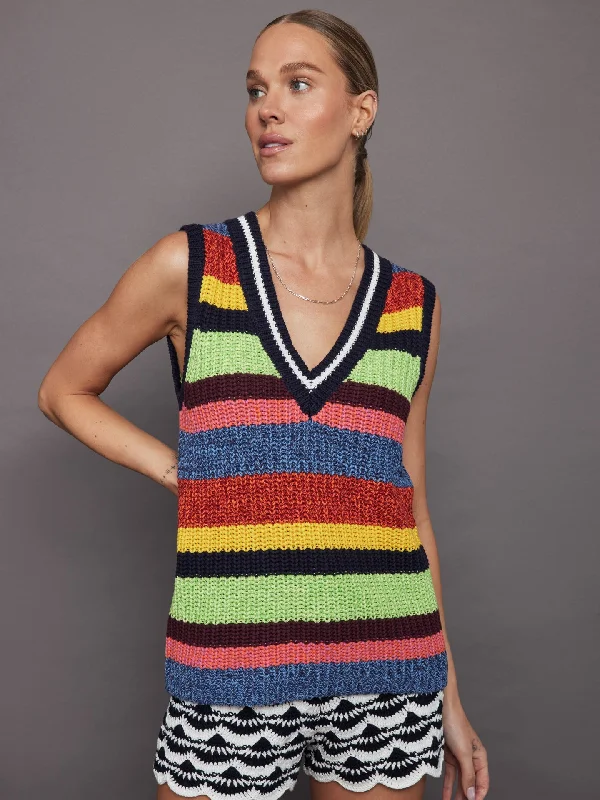 Wabi Sabi Nikko Knit Vest - Stripe Unique Women's Upcycled