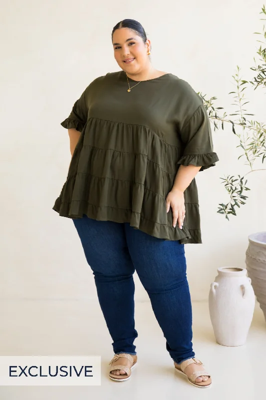Sofia Top | Moss Green Elegant Women's Formal 