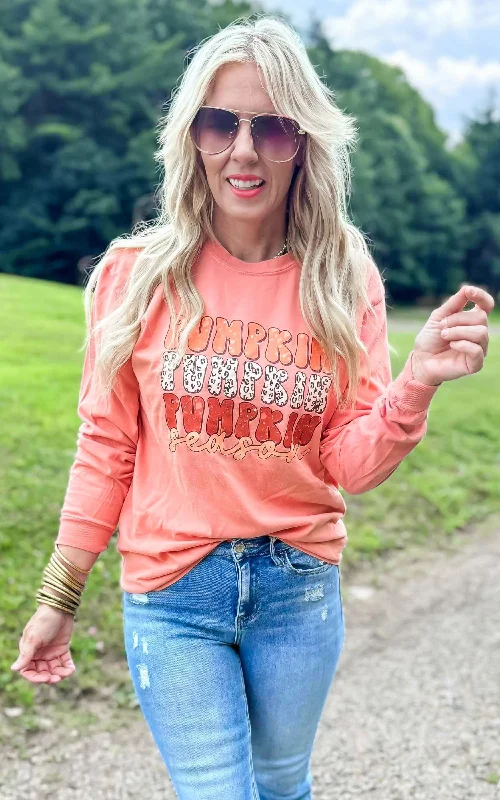 Pumpkin Season Garment Dyed Graphic Long Sleeve - Final Sale Earthy Women's 