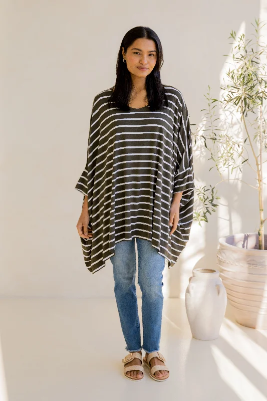 Essential Top | Moss Green/White Stripe Stylish Women's Neon