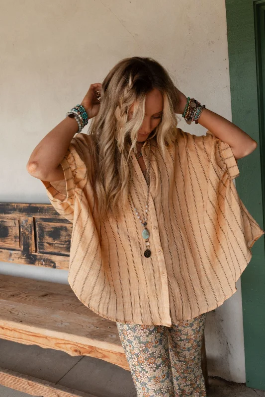 Easy Breeze Striped Top - Melon Bold Women's Animal Print
