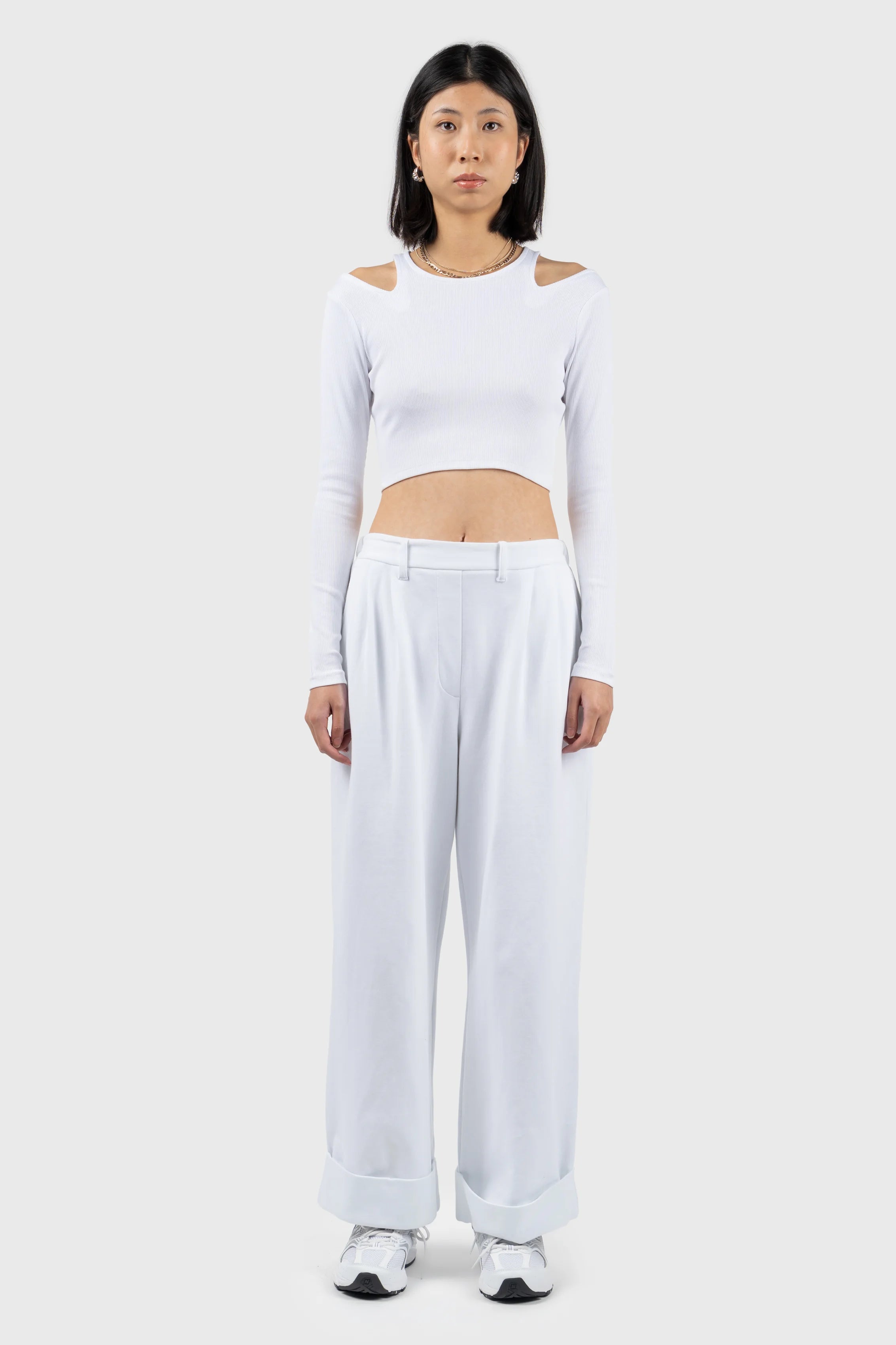 Crop Top with Cut Out Detail Traditional Women's Wool