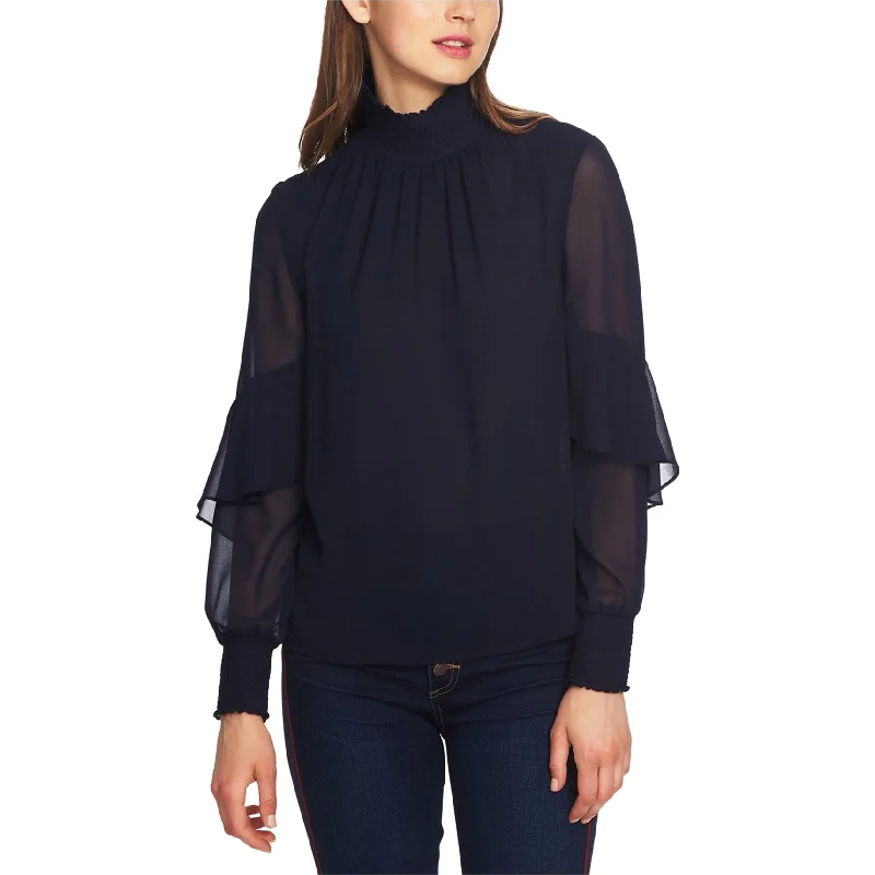 1.State Womens Chiffon Mock Neck Pullover Blouse Casual Women's Loose - fitting