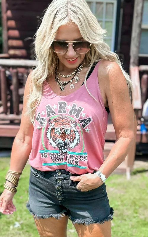 Karma Is Gonna Track You Down Snarky Slouchy Tank Top Classic Women's Tweed