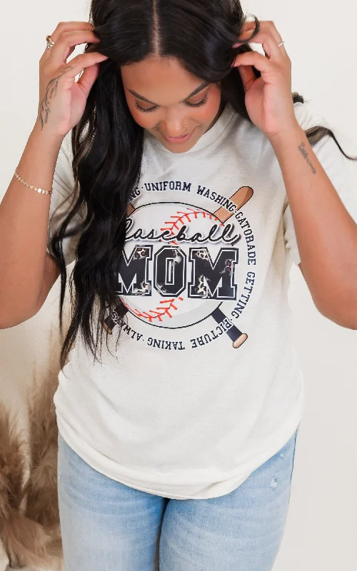 Baseball Mom Graphic T-shirt** Refined Women's Hand - crafted