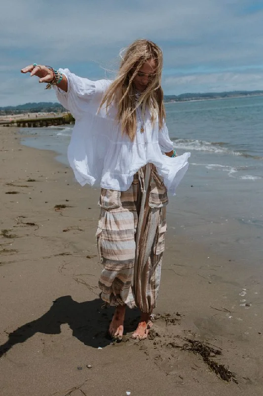 In The Clouds Tunic Top - Off White Casual Women's Loose - fitting
