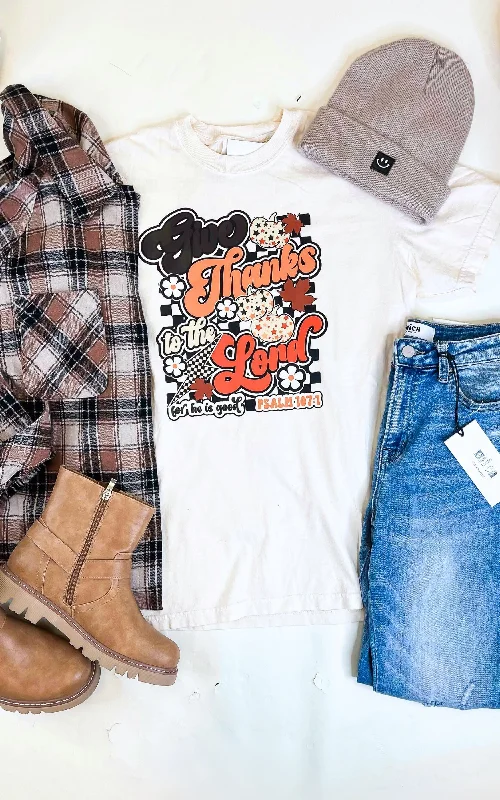 Ivory Give Thanks to the Lord Garment Dyed Graphic T-shirt - Final Sale Contemporary 