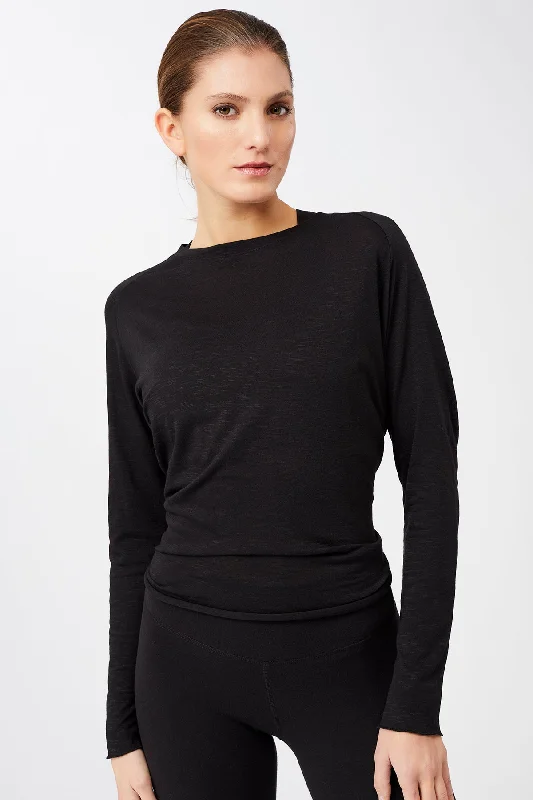 Back Bow Longsleeve (Black), GOTS Relaxed Women's 
