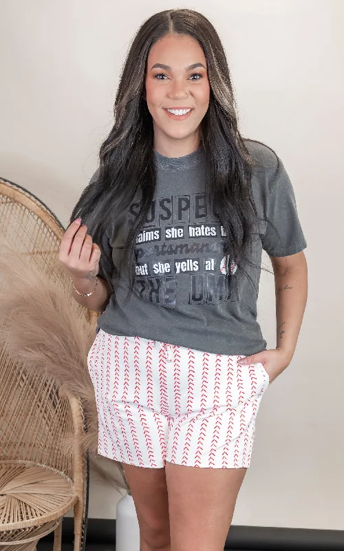 Suspect Yells at the Umpire Garment Dyed Graphic T-shirt Sophisticated Women's Tailored