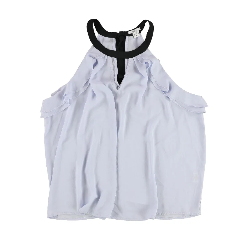 Bar Iii Womens Ruffle Sleeveless Blouse Top Gym